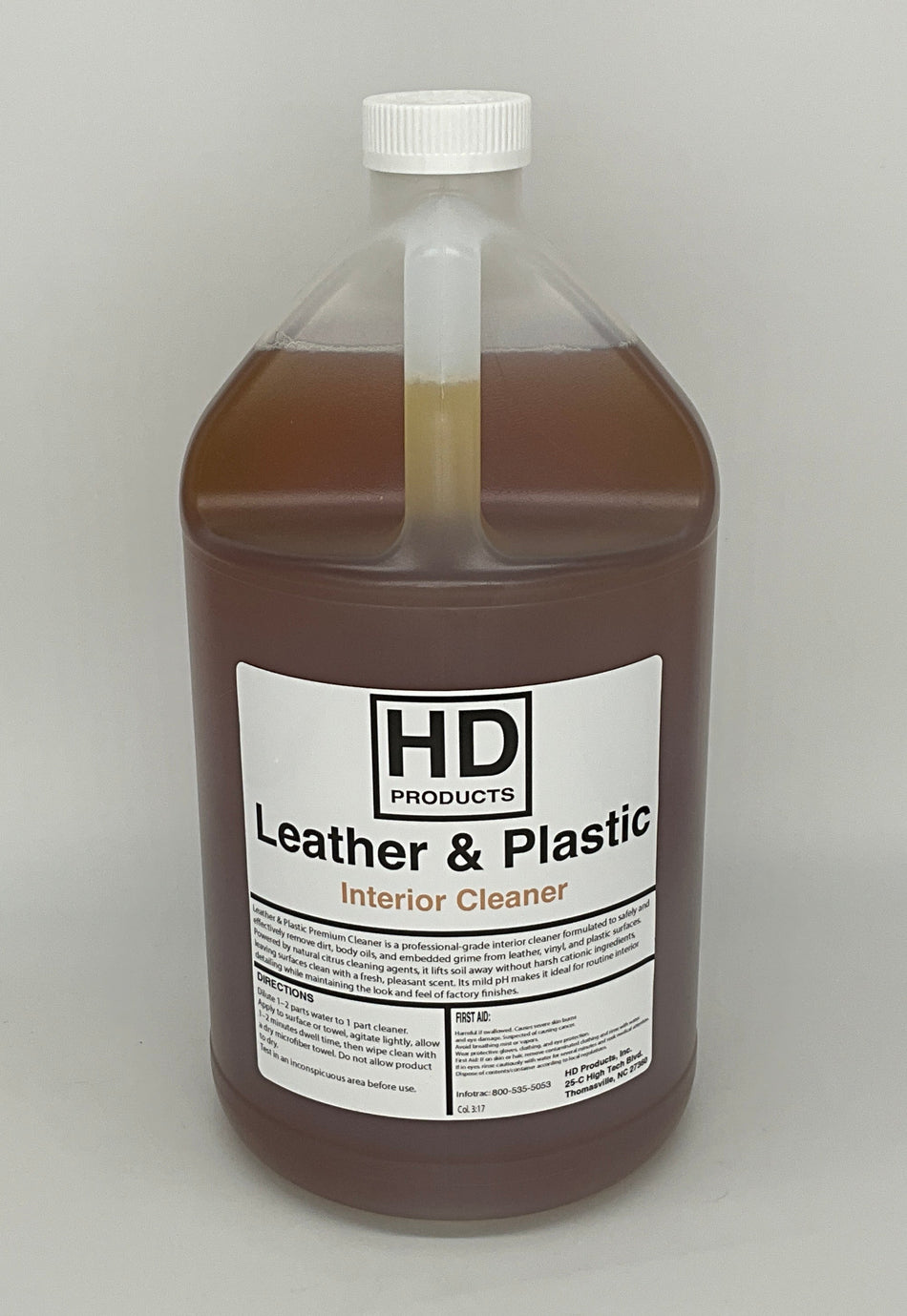 1 gallon Bottle of HD Leather & Plastic Interior Cleaner on a white background