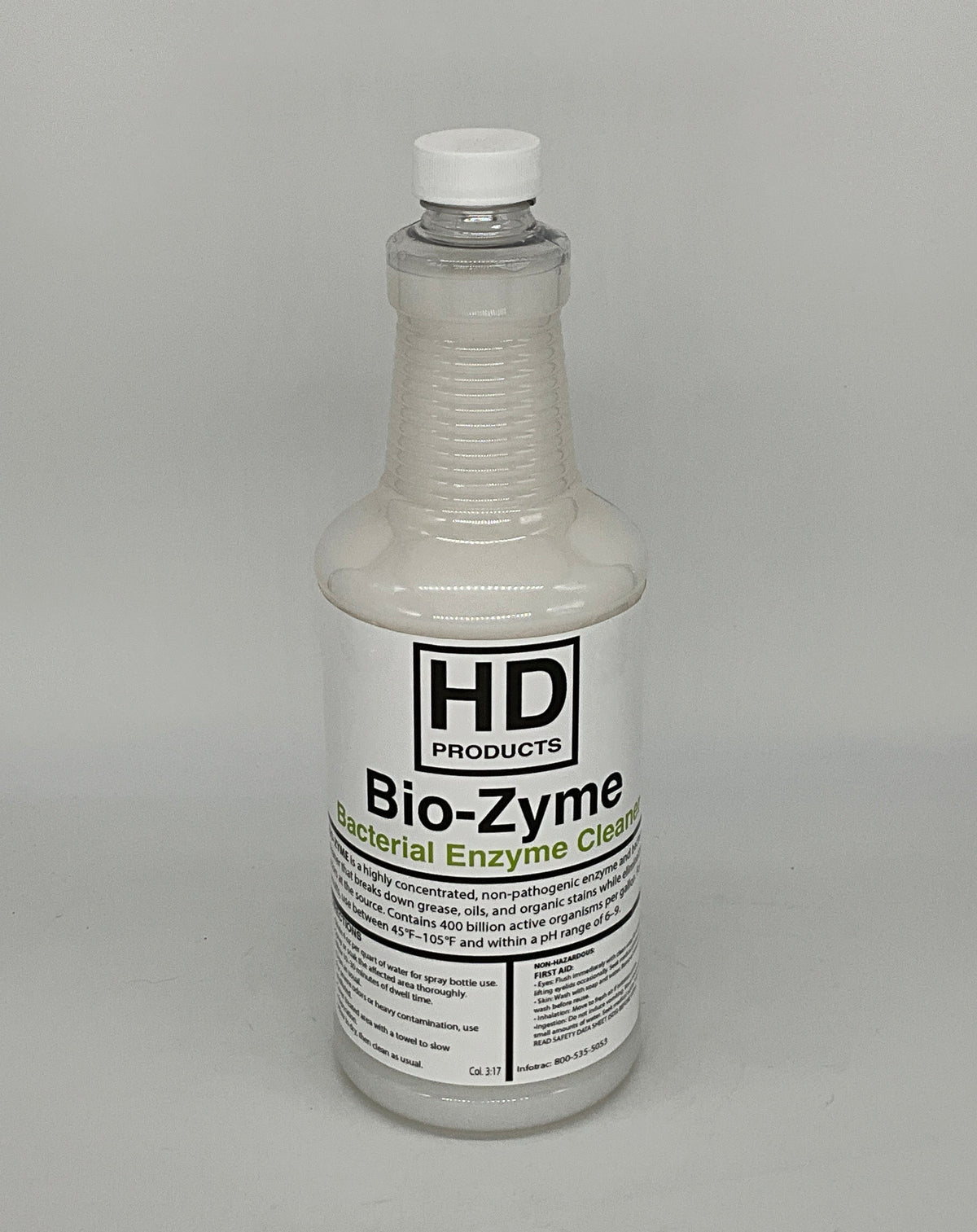 32oz Bottle of HD Products Bio-Zyme Bacterial Enzyme Cleaner on a white background
