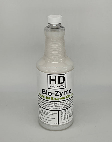 32oz Bottle of HD Products Bio-Zyme Bacterial Enzyme Cleaner on a white background
