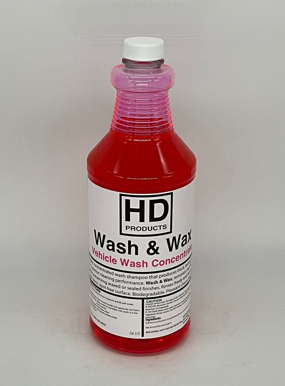 32oz Bottle of HD Products Wash & Wax on a gray background