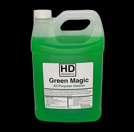 1 gallon Green bottle of HD Products Green Magic All-Purpose Cleaner on a white background