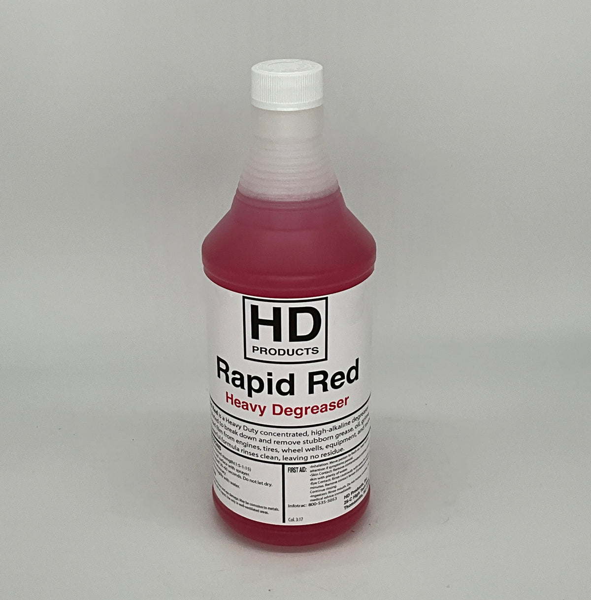 32oz Bottle of HD Products Rapid Red Heavy Degreaser on a white background