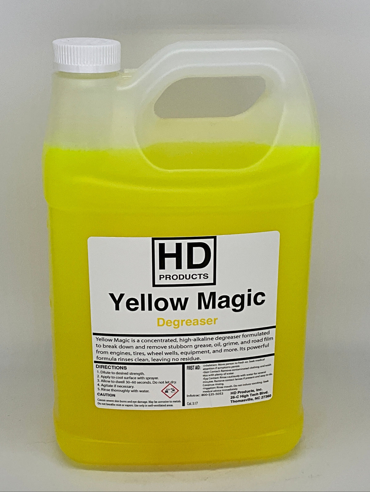 1 gallon HD Products Yellow Magic Degreaser on a white background