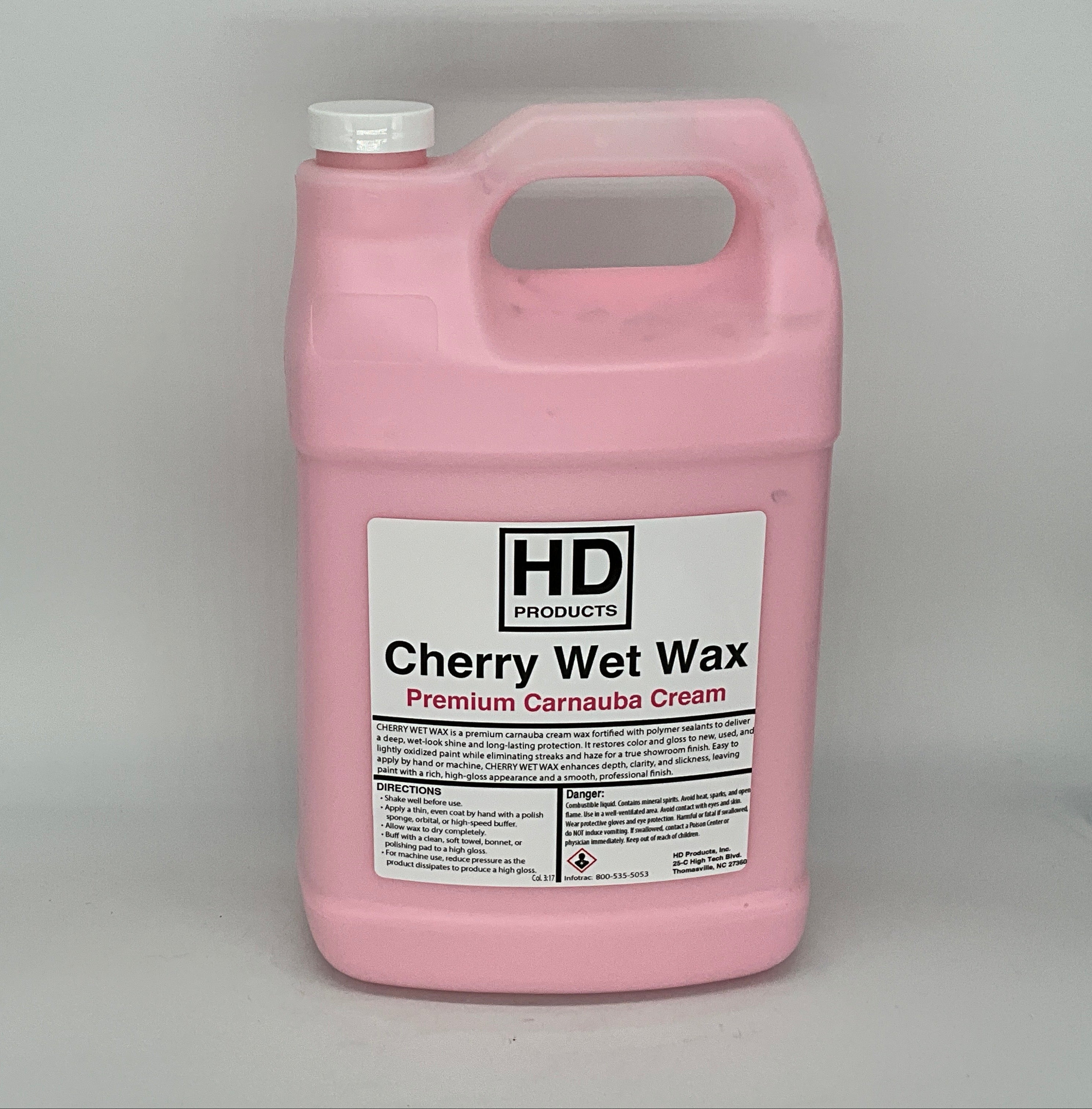 1 gallon Pink bottle of HD Cherry Wet Wax on a gray background