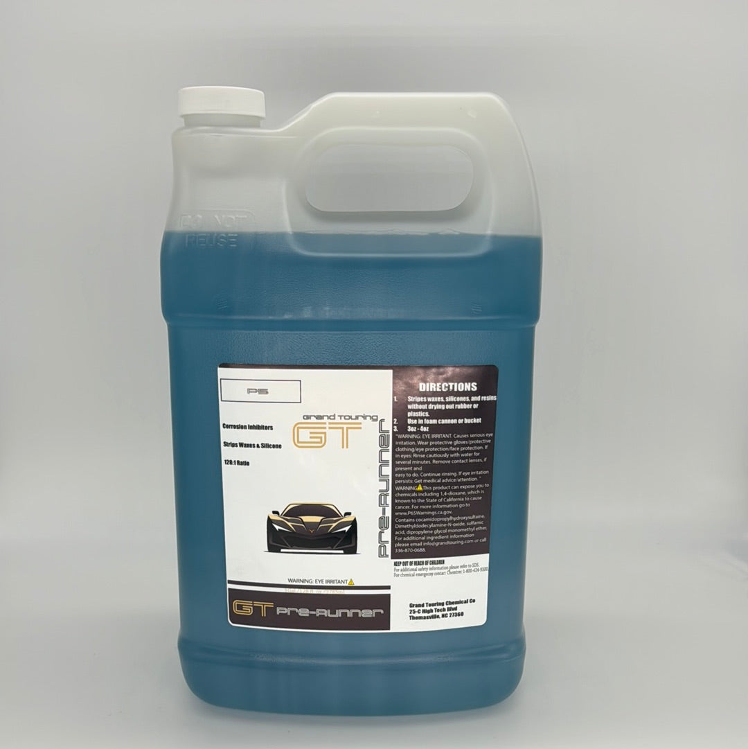 1 gallon jug of Grand Touring pre-runner prep wash soap, blue