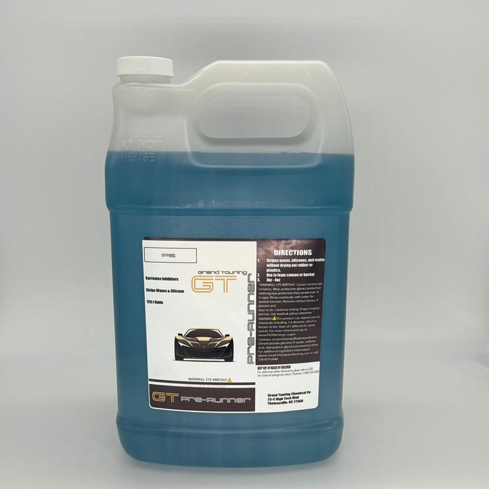 1 gallon jug of Grand Touring pre-runner prep wash soap, blue