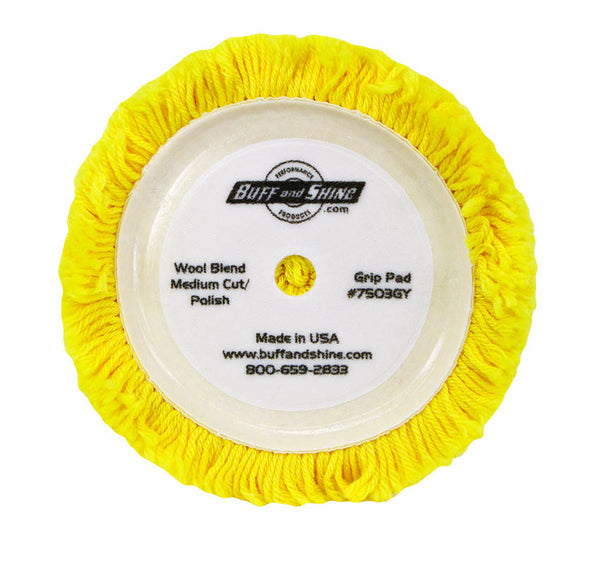 Buff & Shine 7.5" Yellow Wool Blend 4 Ply Twist Grip Pad™